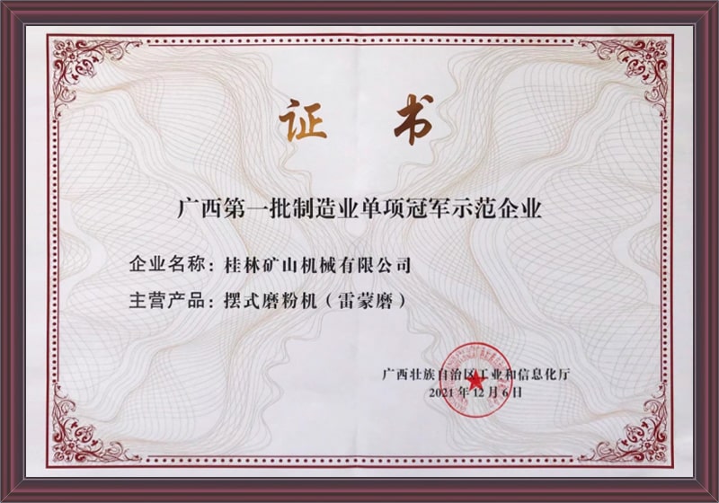 第一(yi)批制造業(ye)單項冠軍(jun)示範企業(ye)